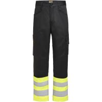 Servicebyxa Dam 2416 Varsel Stretch Svart gul Jobman