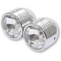 Set with 2 chrome headlights high beam + dipped beam E-gepr. SHIN YO