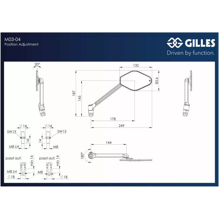 Sidespejl Stratos Sort Aluminium GILLES TOOLING – billede 3