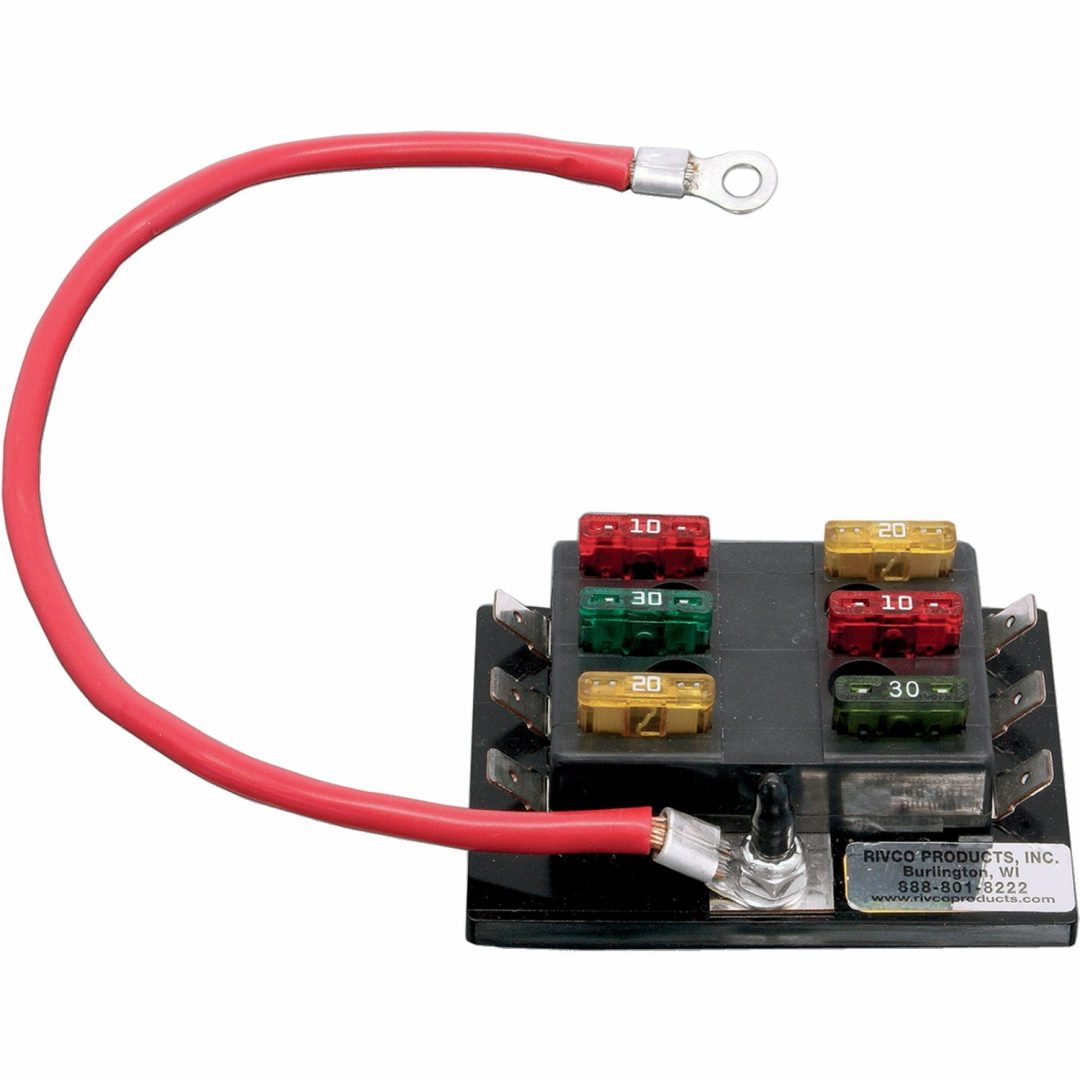 Sikringsblok 6-kredsløb Sort RIVCO PRODUCTS FUSE BLOCK UNIVERSAL