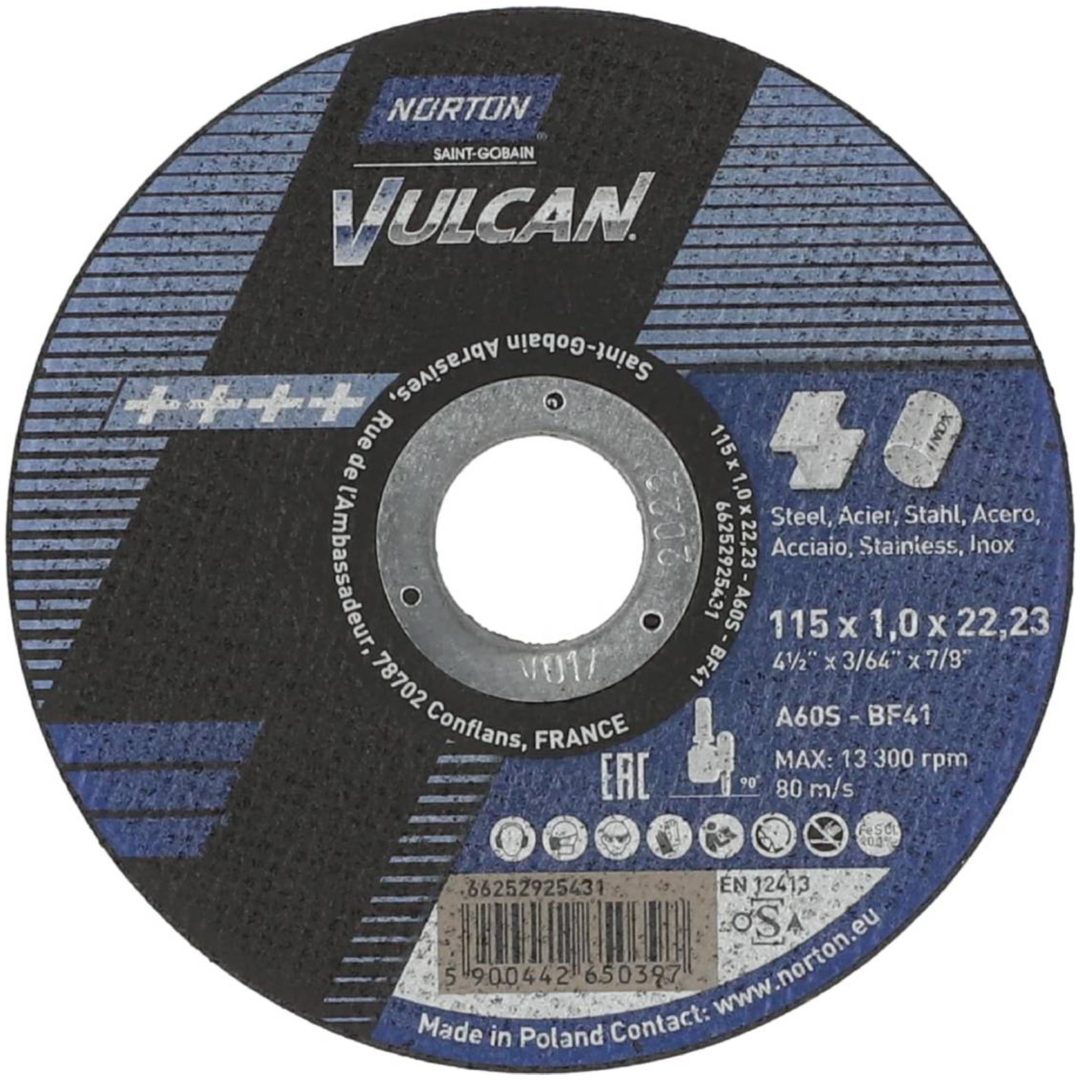 Skæreskive til vinkelslibere VULCAN NORTON Skæreskive 115X1,0X22 VULCAN