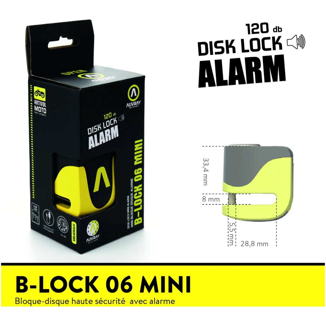 Skivebremselås B-Lock Alarm Gul AUVRAY – billede 5