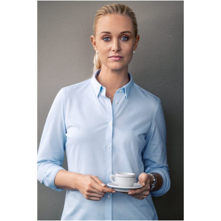Skjorta Dam King Knit Contemporary Sky/vit/vit J.Harvest & Frost XS – billede 6
