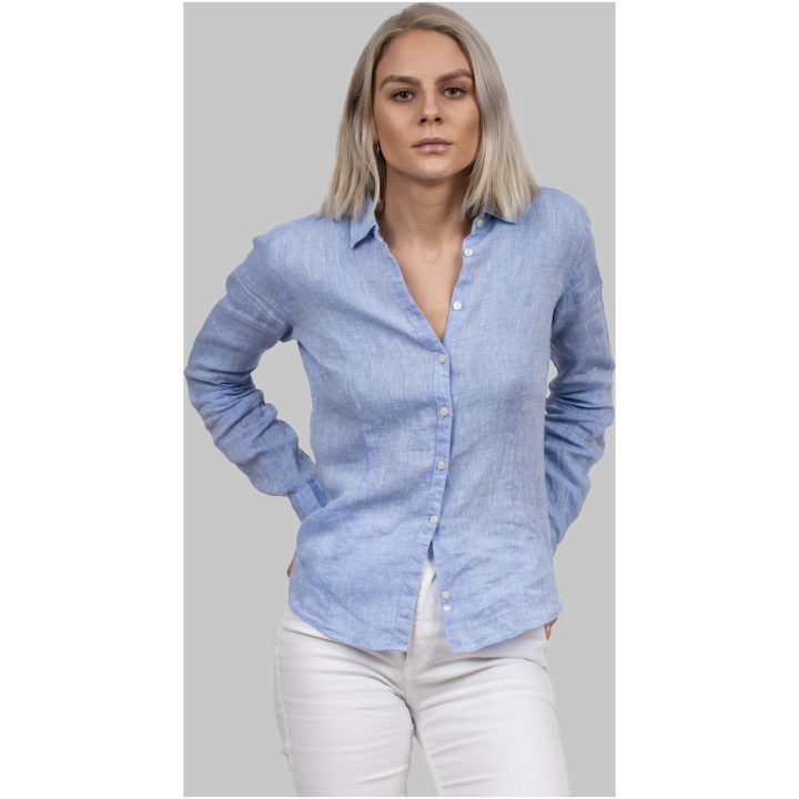 Skjorta Dam Linen IB33 Himmelsblå J.Harvest & Frost XS – billede 9