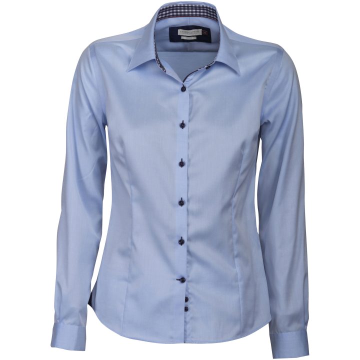 Skjorta Dam RB20 Twill Himmelsblå/marinblå J.Harvest & Frost XS – billede 4