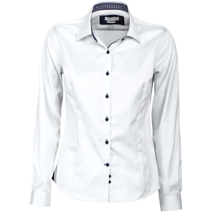 Skjorta Dam RB20 Twill Vit Marinblå J.Harvest & Frost XS – billede 4