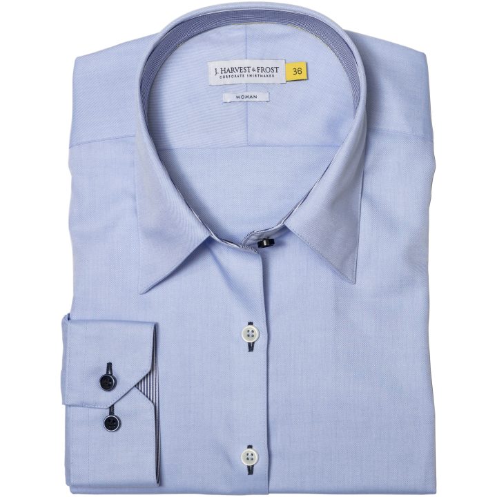 Skjorta Dam YB51 Twill Himmelsblå/marinblå J.Harvest & Frost XS – billede 2