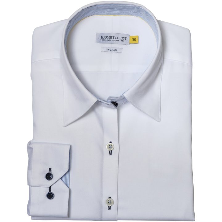 Skjorta Dam YB51 Twill Vit Himmelsblå J.Harvest & Frost XS – billede 2