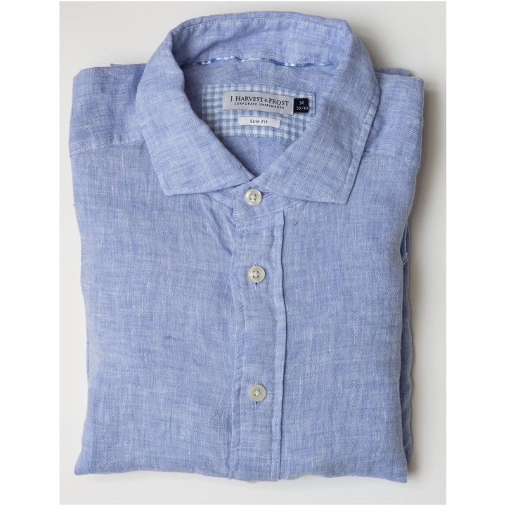 Skjorta IB33 Linen Slim Himmelsblå J.Harvest & Frost XS – billede 5
