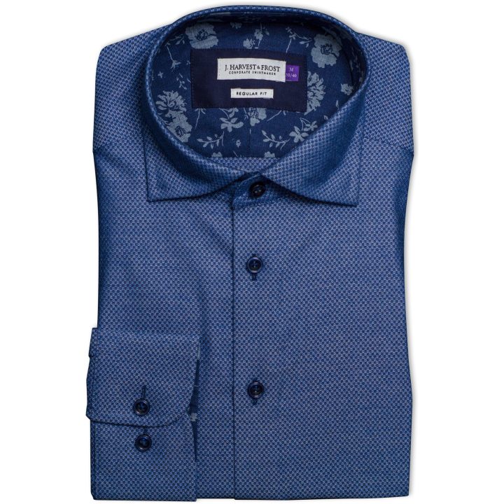 Skjorta PB144 Brushed Jacquard Regular Blå J.Harvest & Frost S 37/38 – billede 6