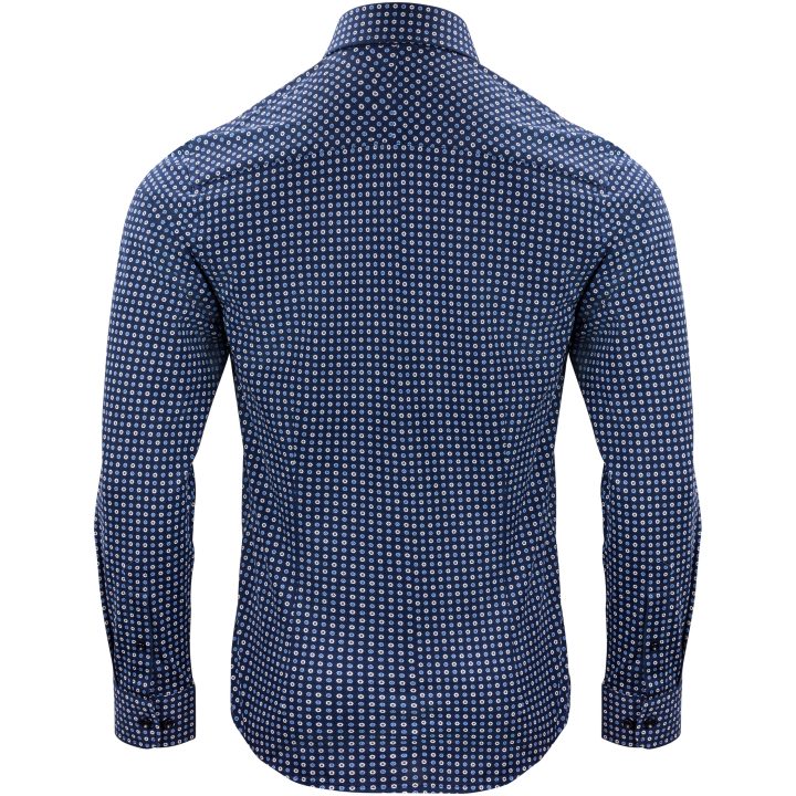 Skjorta Pique Knit Regular Marinblå Print Blue Print J.Harvest & Frost S 37/38 – billede 2