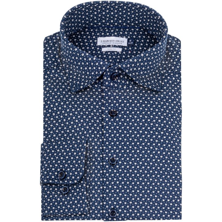 Skjorta Pique Knit Regular Marinblå Print Navy Print J.Harvest & Frost S 37/38 – billede 3