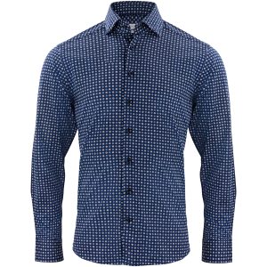 Skjorta Pique Knit Slim Marinblå Print Blue Print J.Harvest & Frost