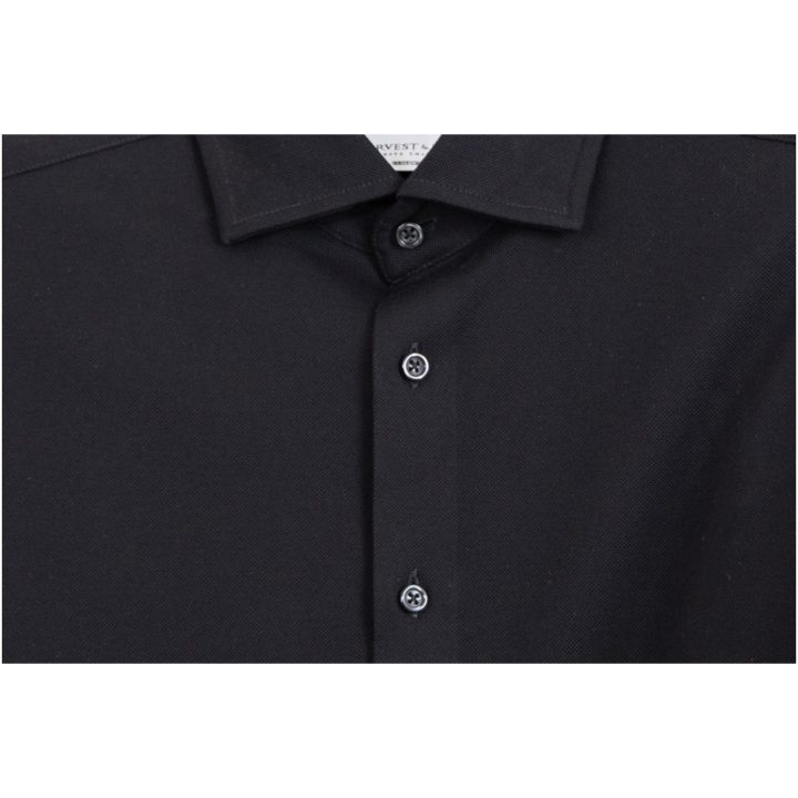 Skjorta Pique Knit Slim Svart J.Harvest & Frost XS 35/36 – billede 2