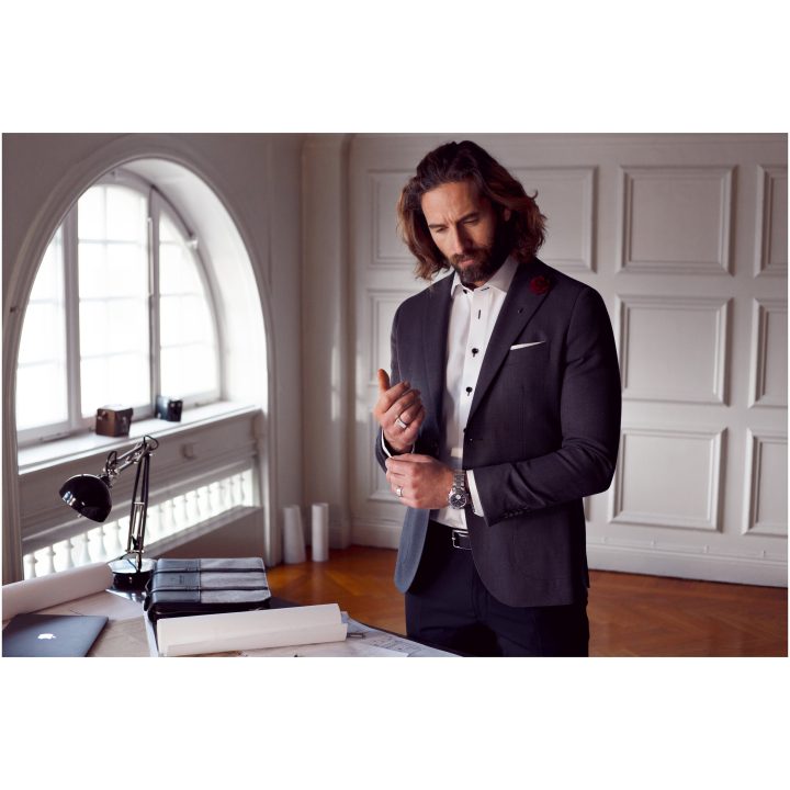 Skjorta RB20 Twill Slim Marinblå/sky J.Harvest & Frost XS – billede 9