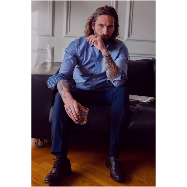 Skjorta Twill Slim Mellanblå J.Harvest & Frost XS – billede 7