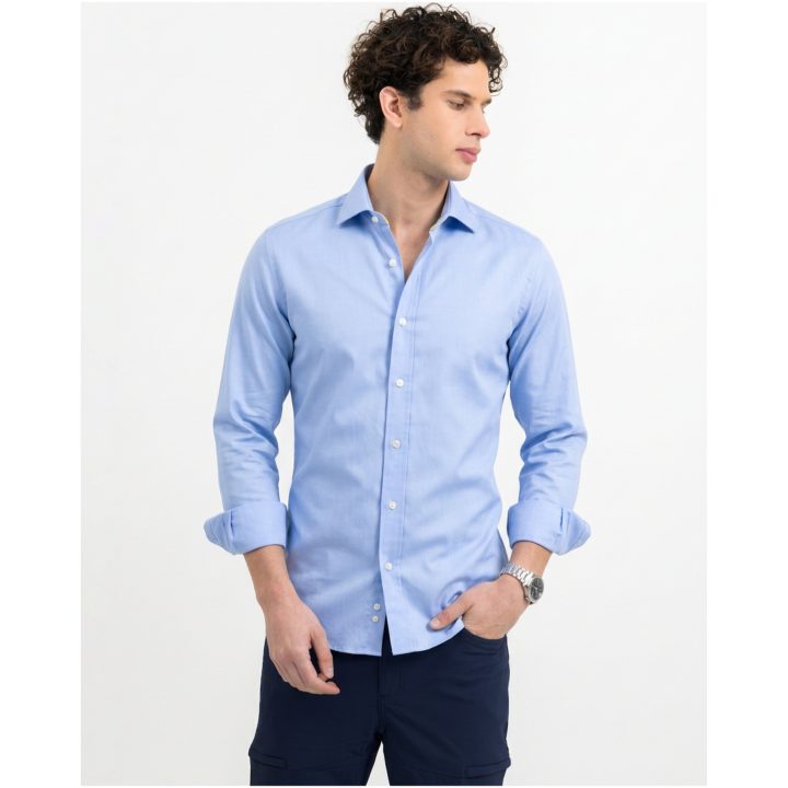 Skjorta YB50 Twill Extra Long Slim Fit Himmelsblå J.Harvest & Frost XS 35/36 – billede 6