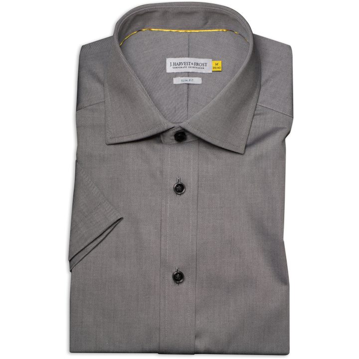 Skjorta YB50 Twill S S Slim Grå J.Harvest & Frost XS – billede 5