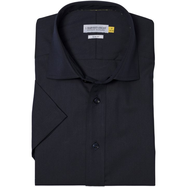 Skjorta YB50 Twill S S Slim Marinblå J.Harvest & Frost XS – billede 2