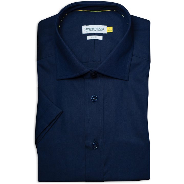 Skjorta YB50 Twill S S Slim Marinblå J.Harvest & Frost XS – billede 6