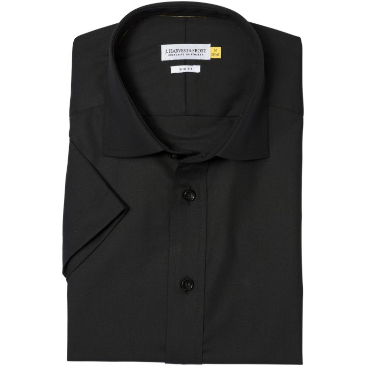 Skjorta YB50 Twill S S Slim Svart J.Harvest & Frost XS – billede 2