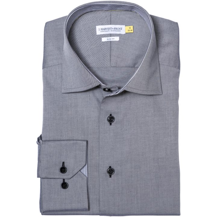 Skjorta YB51 Twill Slim Grå/svart J.Harvest & Frost XS – billede 3