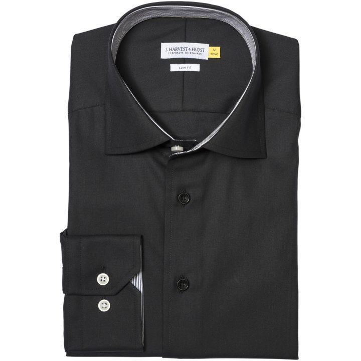 Skjorta YB51 Twill Slim Svart/svart J.Harvest & Frost XS – billede 2
