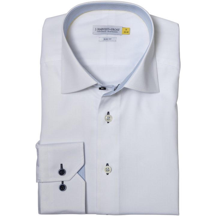 Skjorta YB51 Twill Slim Vit Himmelsblå J.Harvest & Frost XS – billede 2