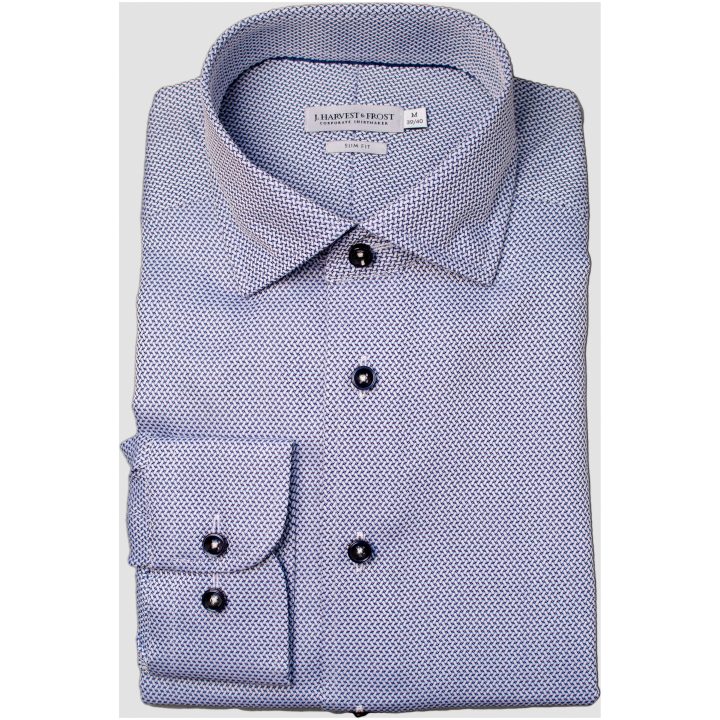 Skjorta YB55 Jacquard Slim Blå J.Harvest & Frost XS 35/36 – billede 6