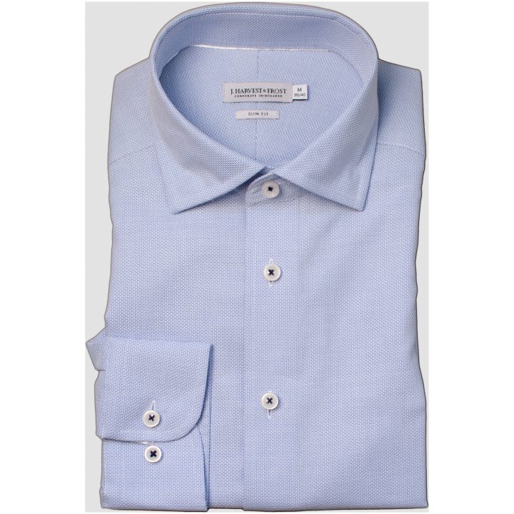 Skjorta YB55 Jacquard Slim Himmelsblå J.Harvest & Frost XS 35/36 – billede 5