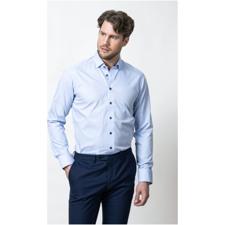 Skjorta YB56 Twill Regular Himmelsblå/marinblå J.Harvest & Frost S 37/38 – billede 4