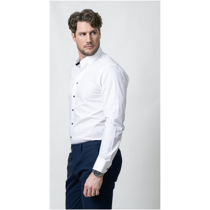 Skjorta YB56 Twill Regular Vit Marinblå J.Harvest & Frost S 37/38 – billede 6