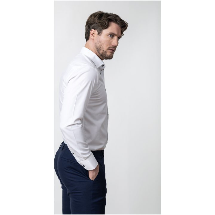 Skjorta YB56 Twill Regular Vit Marinblå J.Harvest & Frost S 37/38 – billede 8