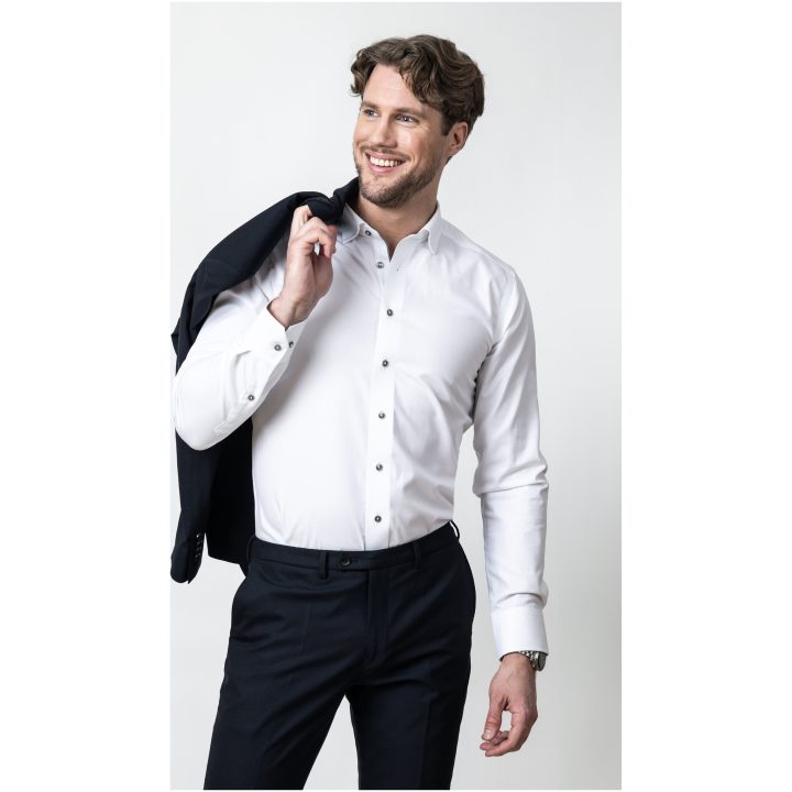 Skjorta YB56 Twill Regular Vit/grå J.Harvest & Frost S 37/38 – billede 5