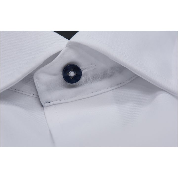 Skjorta YB56 Twill Slim Vit Marinblå J.Harvest & Frost XS 35/36 – billede 2