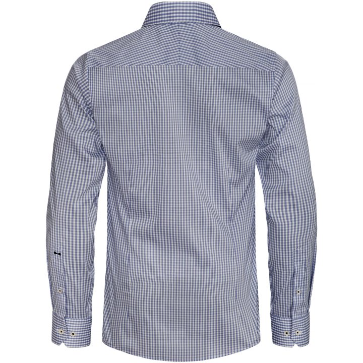 Skjorta Yellow Bow 53 Slim Ljusblå Rutig Navy Check J.Harvest & Frost XS 35/36 – billede 2