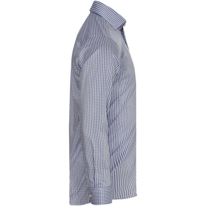Skjorta Yellow Bow 53 Slim Ljusblå Rutig Navy Check J.Harvest & Frost XS 35/36 – billede 4