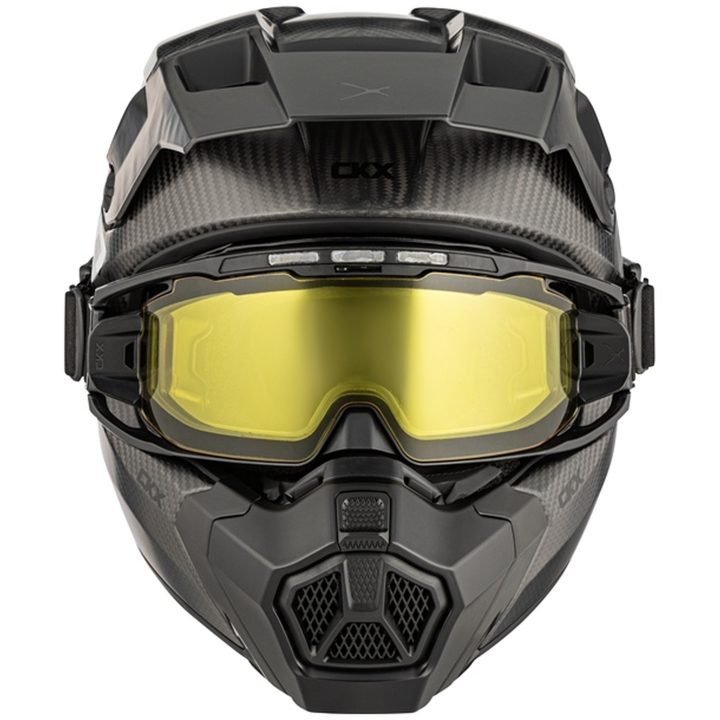 Skoterhjälm Titan AMS Matt Carbon + Brillor CKX M – billede 4