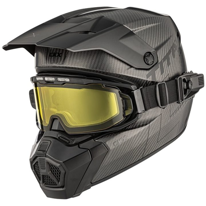 Skoterhjälm Titan AMS Matt Carbon + Brillor CKX M – billede 8