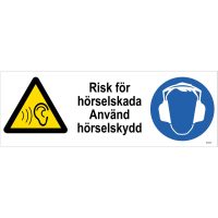 SKYLT RISK F HÖRS PL 420X148MM