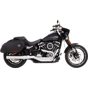 Slip-on udstødningssystem 4" Softail Sport Glide Krom/Sort Rustfrit Stål RINEHART RACING