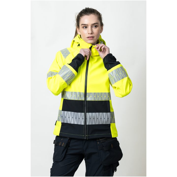 Softshelljacka Dam 1377 Varselgul Svart Varsel gul/svart Jobman – billede 6
