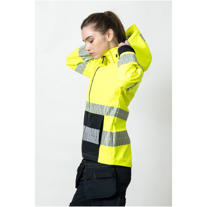 Softshelljacka Dam 1377 Varselgul Svart Varsel gul/svart Jobman – billede 7