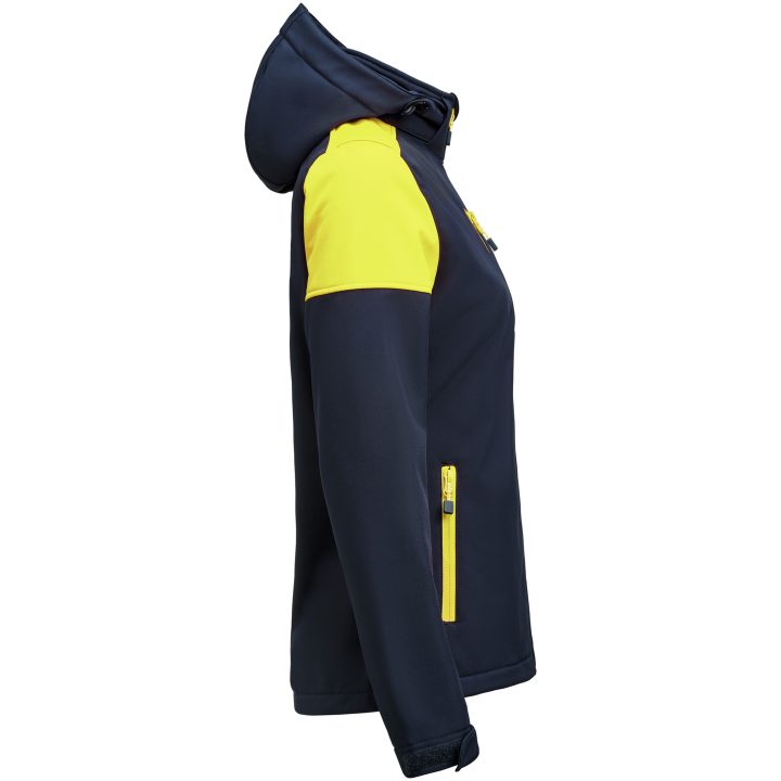 Softshelljacka Dam Prime Marinblå/neonyellow Printer PRIME XS – billede 3
