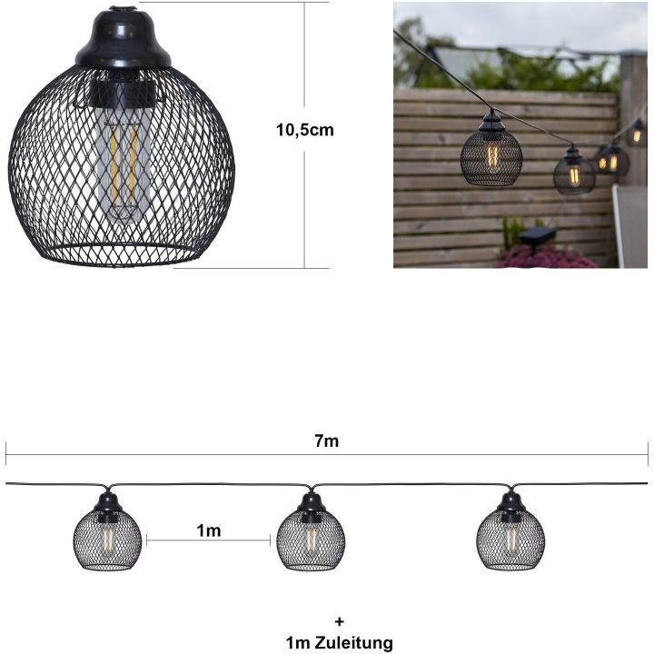 Solcelle-lyskæde Sunlight - 8 light Sort Star Trading – billede 3
