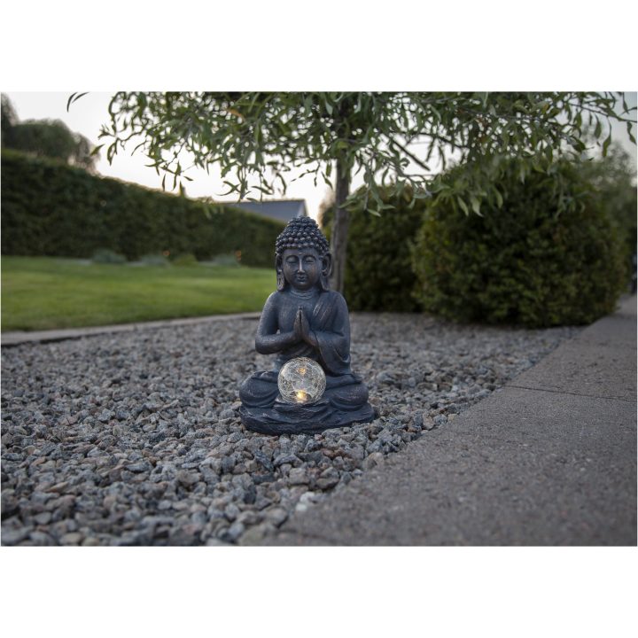 Solcelledekoration Buddha Grå Star Trading – billede 3