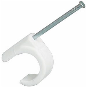 Sømklammer, Hvid, Til kabel 5-7 mm, 20 mm, 20 stk. MALMBERGS