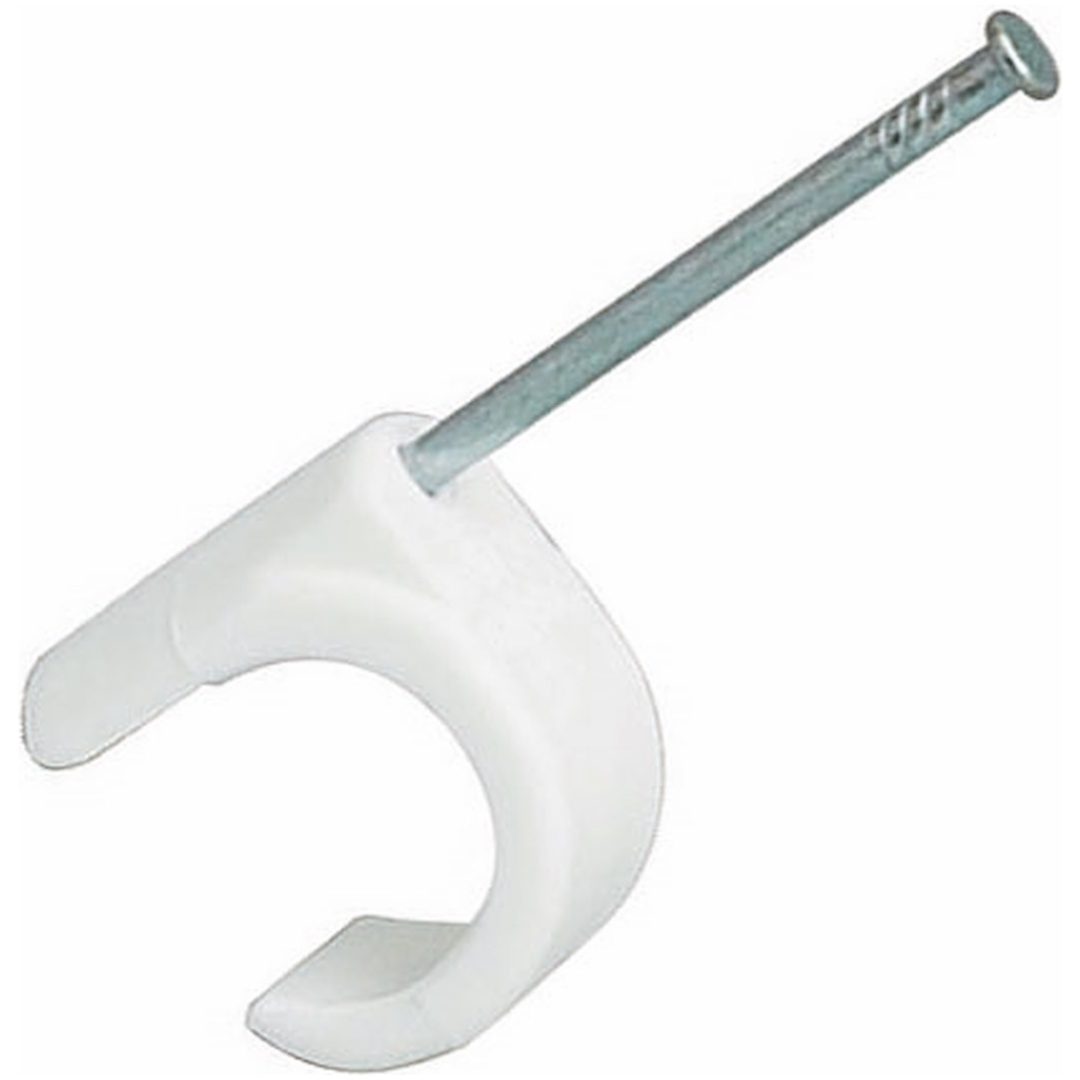 Sømklammer, hvid, til kabel 7-10 mm, 25 mm, 50 stk. MALMBERGS