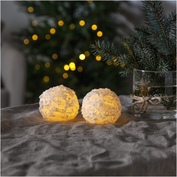 Star Trading LED Bloklys 2-pak Snowball Hvid – billede 4