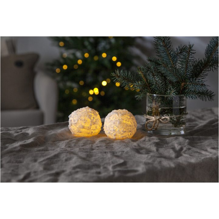 Star Trading LED Bloklys 2-pak Snowball Hvid – billede 2